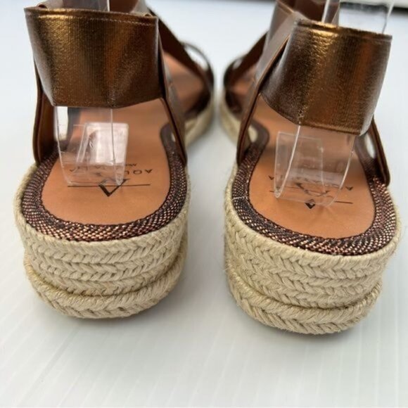 Aquatalia Sandal Espadrille womens size 6 Maggie wedge copper brown strap - Picture 9 of 14